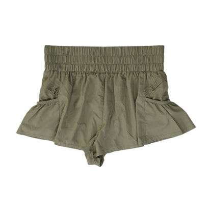 Green Solid Active Shorts