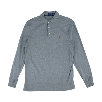 Gray Solid Long Sleeve Polo