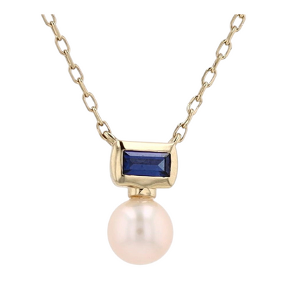 Sterling Silver Synthetic Sapphire Pendant Necklace