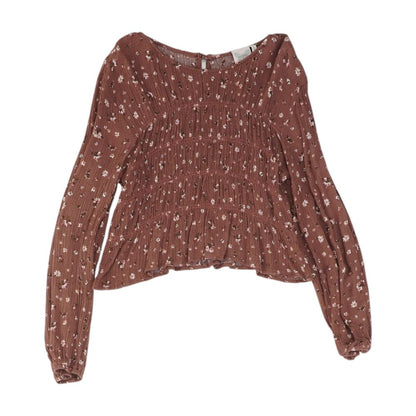Blue Floral Long Sleeve Blouse