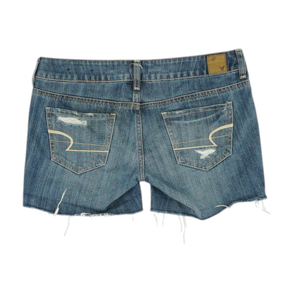 Blue Solid Denim Shorts