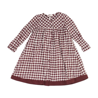Burgundy Check Dress