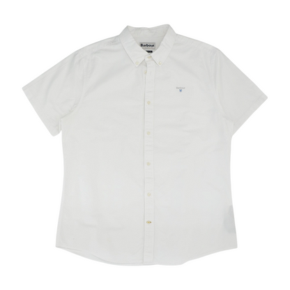 White Solid Short Sleeve Button Down