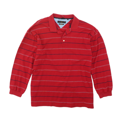 Red Striped Long Sleeve Polo