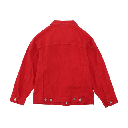 Red Solid Denim Jacket