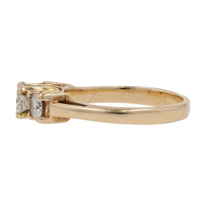 7/8 Ct 14K Gold Round Three Diamond Engagement Ring