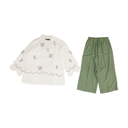 Ivory Solid Pant Set