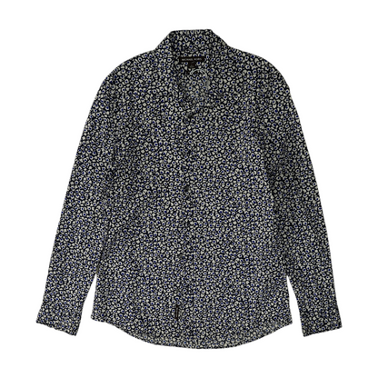 Navy Print Long Sleeve Button Down