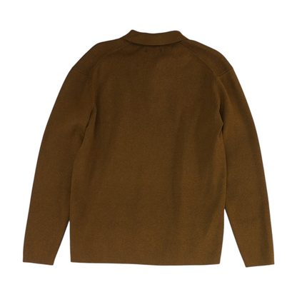 Brown Solid 1/4 Zip Sweater