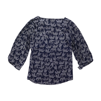 Navy Print Blouse