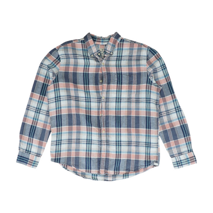 Blue Plaid Long Sleeve Button Down