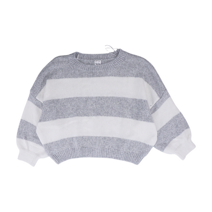 Gray Striped Pullover Sweater