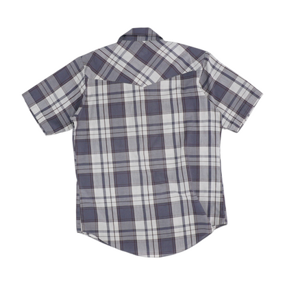 Vintage Gray Plaid Short Sleeve Button Down