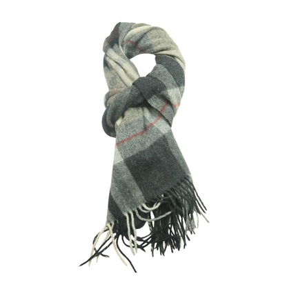 Brown Plaid Cashmere Blend Scarf