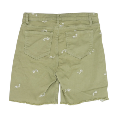 Green Solid Denim Shorts