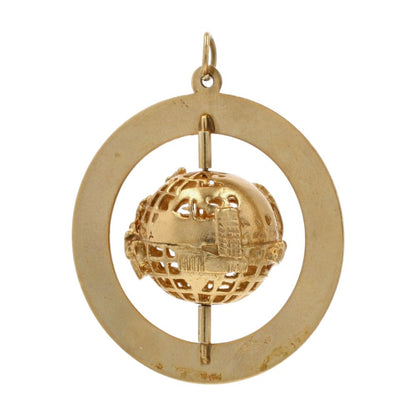 14K Gold Spinning World Pendant