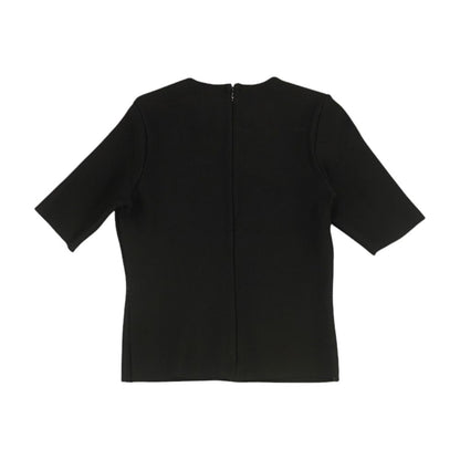 Black Solid Short Sleeve Blouse