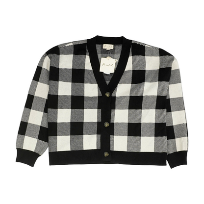 Black Check Cardigan Sweater