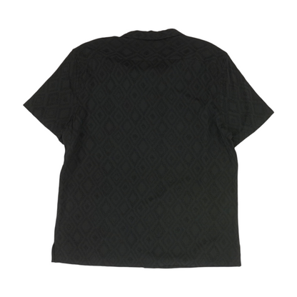 Black Solid Short Sleeve Button Down