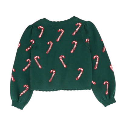 Green Graphic Cardigan Sweater