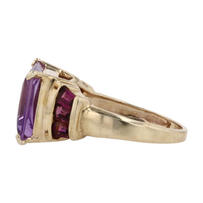 10K Yellow Gold Purple Stone Fashion Ring