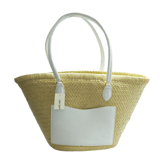 Beige Woven Straw Beach Tote