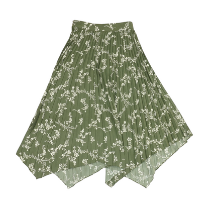 Green Floral Midi Skirt