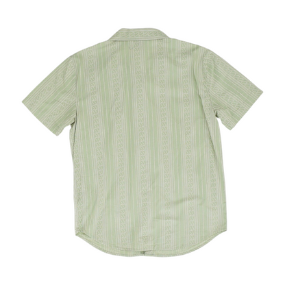 Green Striped Short Sleeve Button Down