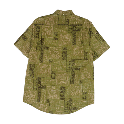 Green Print Short Sleeve Button Down