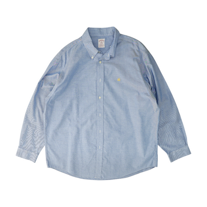 Blue Solid Long Sleeve Button Down