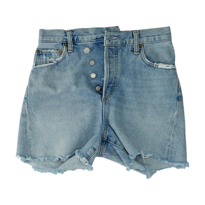 Blue Solid Denim Shorts