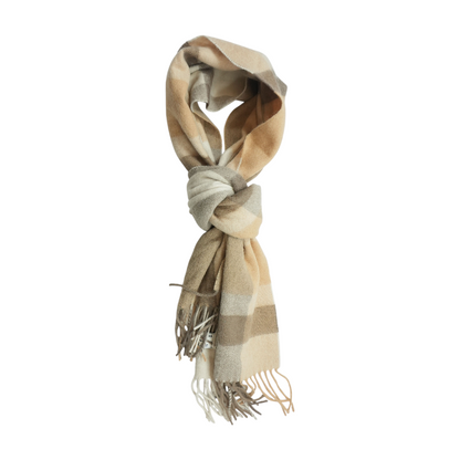 Brown Plaid Wool Scarf