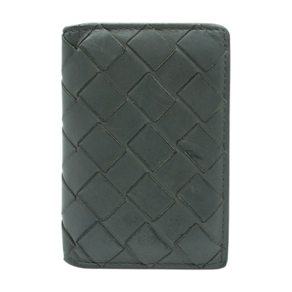 Gray Intrecciato Flap Card Case