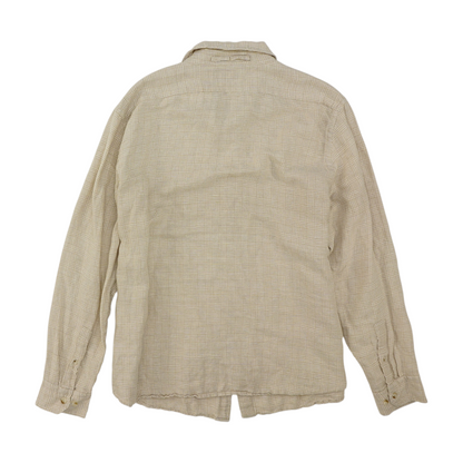 Beige Check Long Sleeve Button Down