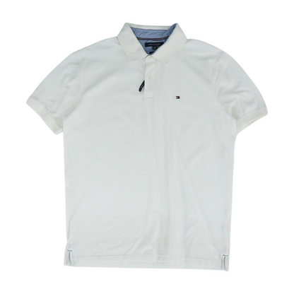 White Solid Short Sleeve Polo