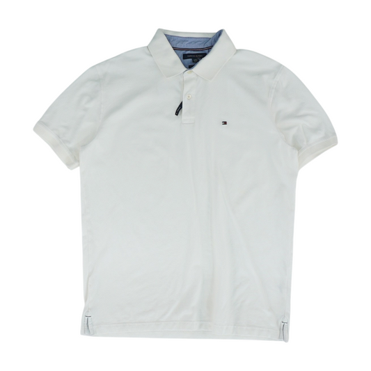 White Solid Short Sleeve Polo