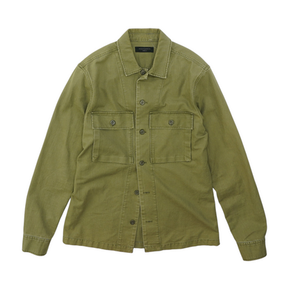 Green Solid Long Sleeve Button Down
