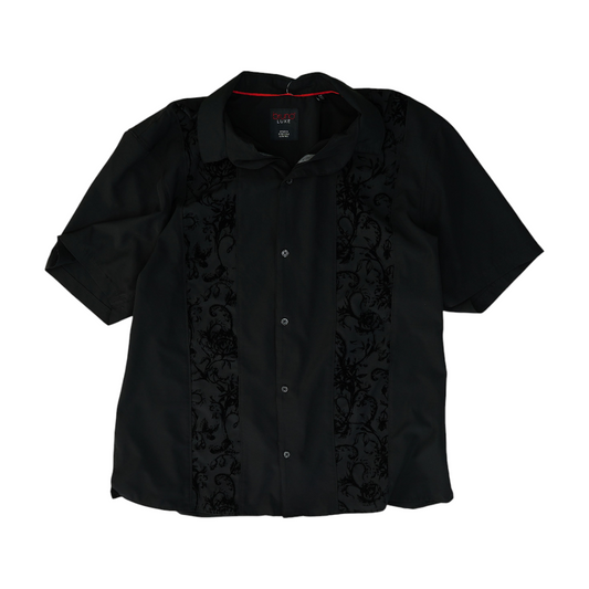 Black Solid Short Sleeve Button Down