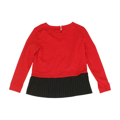 Red Color Block Long Sleeve Blouse