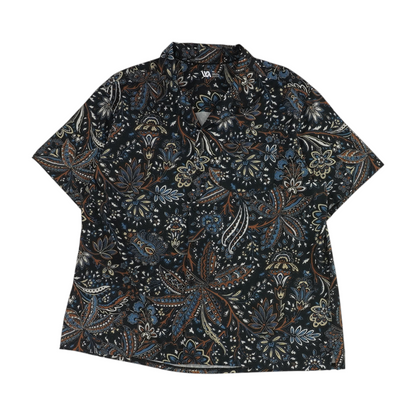 Black Floral Short Sleeve Button Down