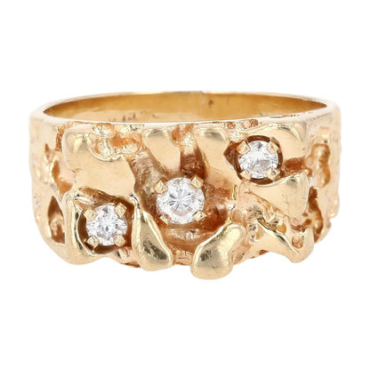 1/3 Ct 10K Gold Three Round Diamond Nugget Band