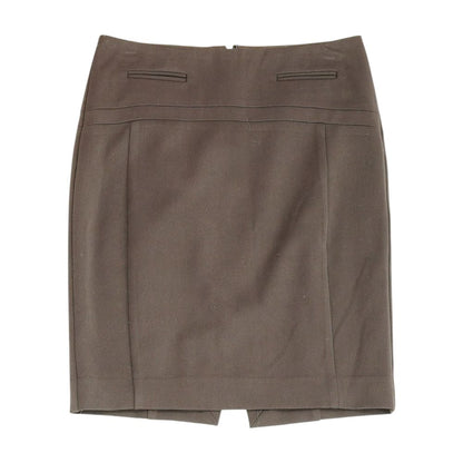 Brown Solid Midi Skirt