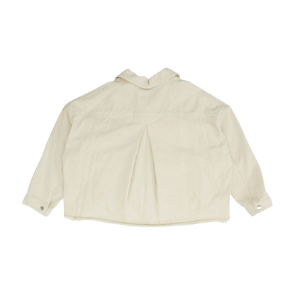 Beige Solid Denim Jacket
