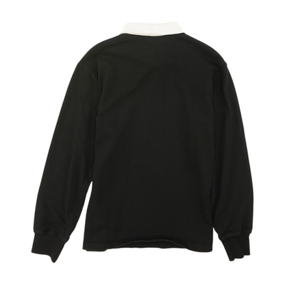Black Solid Long Sleeve Polo