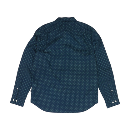 Navy Print Long Sleeve Button Down