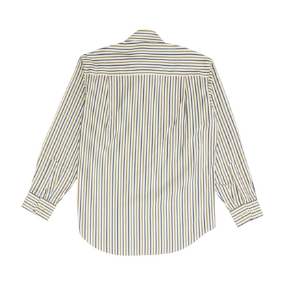 Beige Striped Long Sleeve Button Down
