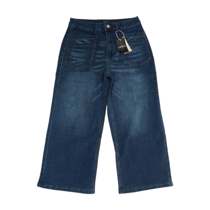 Blue Solid Denim Capris
