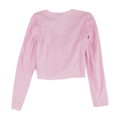 Pink Striped Cropped Blouse