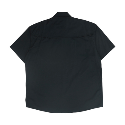 Black Solid Short Sleeve Button Down