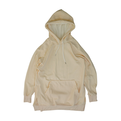 Beige Solid Hoodie Pullover